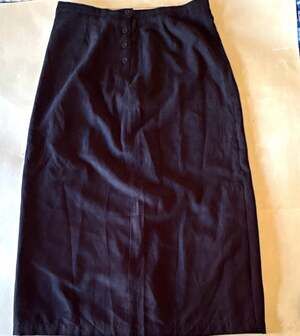 Christopher & Banks Womens Skirt Size 14 Black Button Front Midi Lined Slit